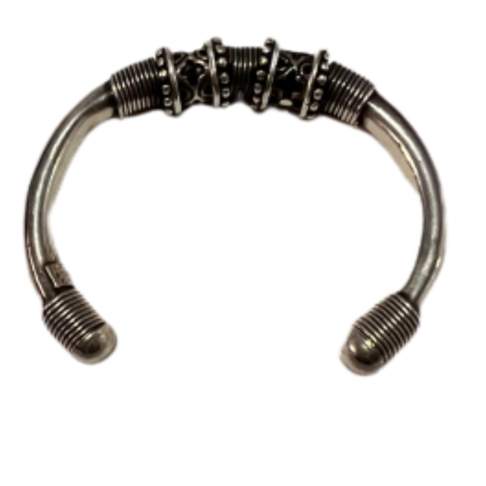 90s Silver bangle bracelet heavy smooth well made cuff Stamped .925 Mexico C223